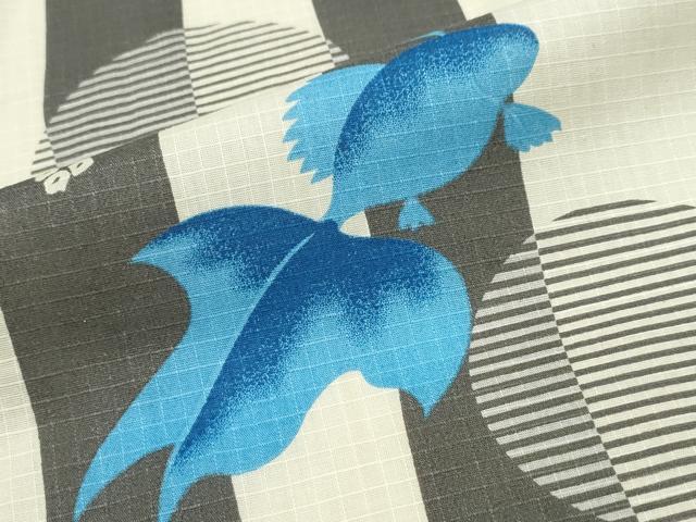 平和屋着物∴夏物 浴衣 綿紅梅 金魚 間道 綿 逸品 CAAY4638ng