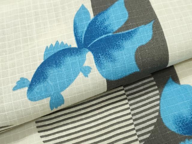 平和屋着物∴夏物 浴衣 綿紅梅 金魚 間道 綿 逸品 CAAY4638ng