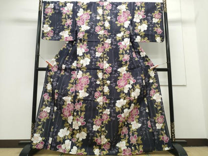 平和屋着物∴夏物 浴衣 薔薇 金彩 綿 逸品 CAAY4639ng