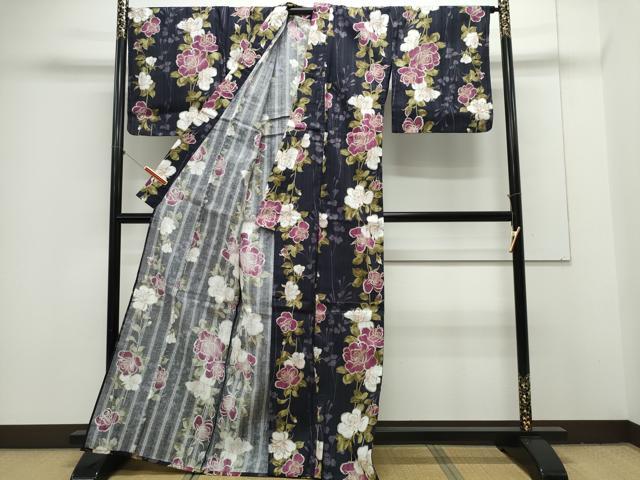 平和屋着物∴夏物 浴衣 薔薇 金彩 綿 逸品 CAAY4639ng