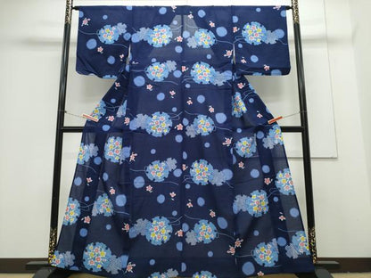 平和屋着物∴夏物 浴衣 綿紅梅 雪輪重ね草花文 綿 逸品 CAAY4641ng