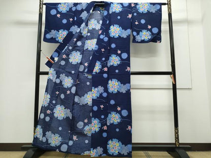 平和屋着物∴夏物 浴衣 綿紅梅 雪輪重ね草花文 綿 逸品 CAAY4641ng