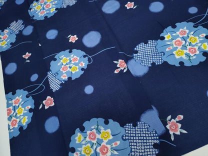 平和屋着物∴夏物 浴衣 綿紅梅 雪輪重ね草花文 綿 逸品 CAAY4641ng