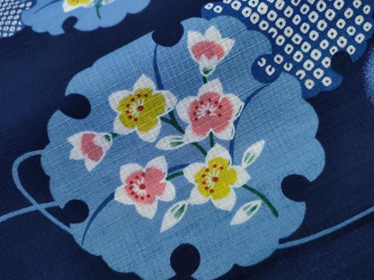 平和屋着物∴夏物 浴衣 綿紅梅 雪輪重ね草花文 綿 逸品 CAAY4641ng