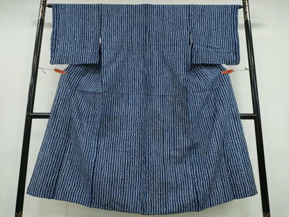 平和屋着物∴夏物 浴衣 有松鳴海絞り よろけ縞 綿 逸品 CAAY4650ng