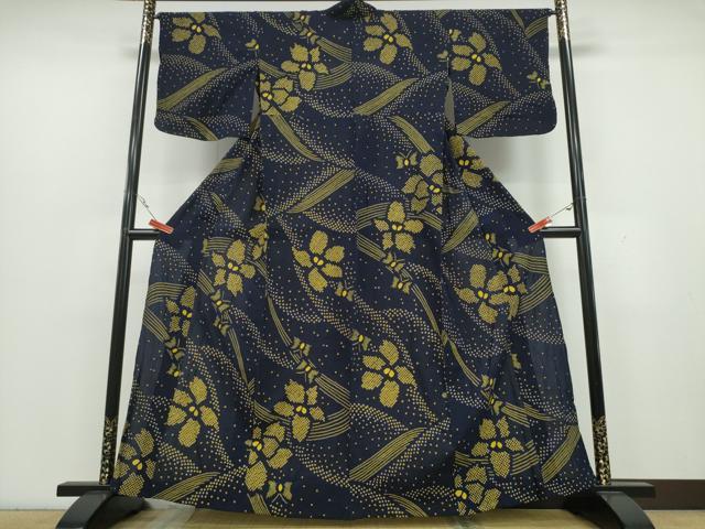 平和屋着物∴夏物 浴衣 有松鳴海絞り 舞蝶花文 綿 逸品 CAAY4651