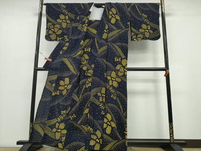 平和屋着物∴夏物 浴衣 有松鳴海絞り 舞蝶花文 綿 逸品 CAAY4651