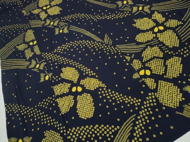 平和屋着物∴夏物 浴衣 有松鳴海絞り 舞蝶花文 綿 逸品 CAAY4651