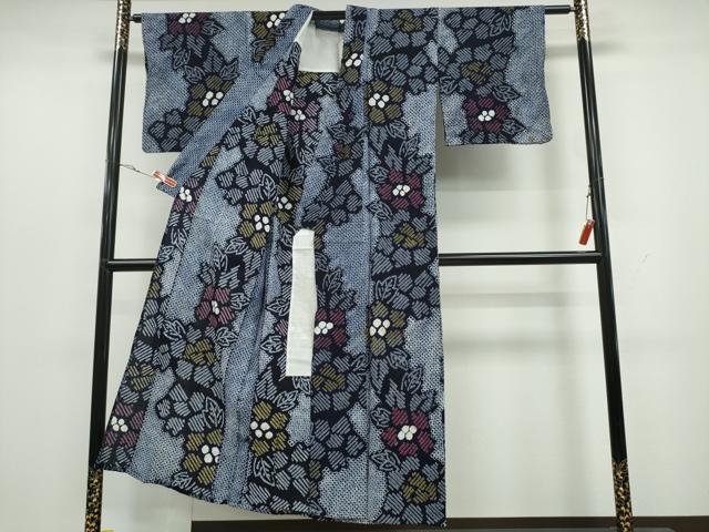 平和屋着物∴夏物 浴衣 有松鳴海絞り 舞花文 綿 逸品 CAAY4652