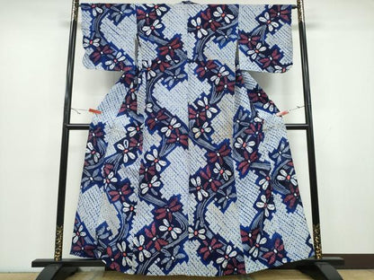 平和屋着物∴夏物 浴衣 有松鳴海絞り トンボ 蜻蛉 流水文 綿 逸品 CAAY4657ng