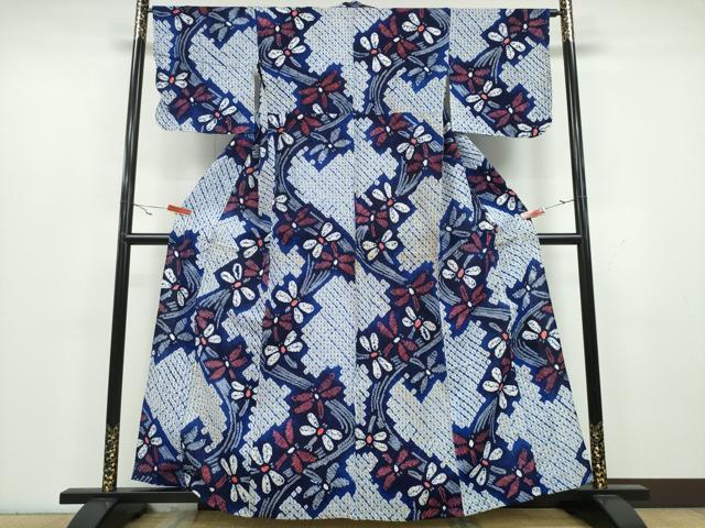 平和屋着物∴夏物 浴衣 有松鳴海絞り トンボ 蜻蛉 流水文 綿 逸品 CAAY4657ng