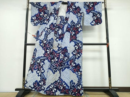平和屋着物∴夏物 浴衣 有松鳴海絞り トンボ 蜻蛉 流水文 綿 逸品 CAAY4657ng