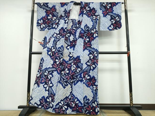 平和屋着物∴夏物 浴衣 有松鳴海絞り トンボ 蜻蛉 流水文 綿 逸品 CAAY4657ng