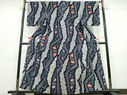 平和屋着物∴夏物 浴衣 有松鳴海絞り 幾何学文様 綿 逸品 CAAY4658ng