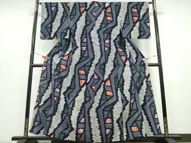 平和屋着物∴夏物 浴衣 有松鳴海絞り 幾何学文様 綿 逸品 CAAY4658ng