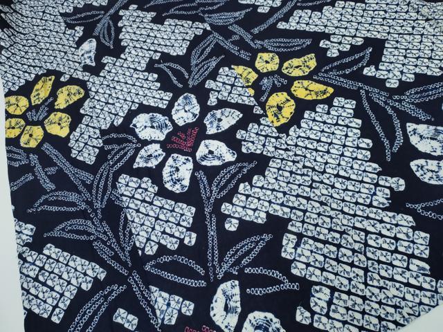 平和屋着物∴夏物 浴衣 有松鳴海絞り 枝花文 綿 逸品 CAAY4659ng