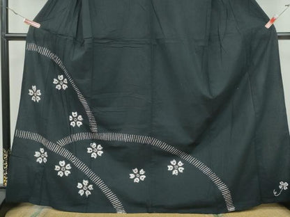 平和屋着物∴夏物 訪問着・浴衣兼用 絞り 舞桜 黒地 逸品 CAAY4664ng