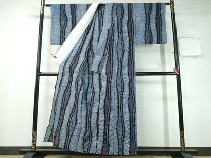 平和屋着物∴夏物 浴衣 有松鳴海絞り よろけ縞 綿 逸品 CAAY4674ng