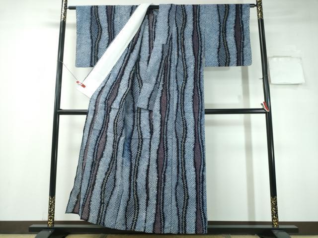 平和屋着物∴夏物 浴衣 有松鳴海絞り よろけ縞 綿 逸品 CAAY4674ng