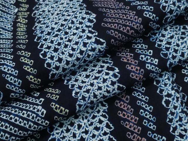 平和屋着物∴夏物 浴衣 有松鳴海絞り よろけ縞 綿 逸品 CAAY4674ng