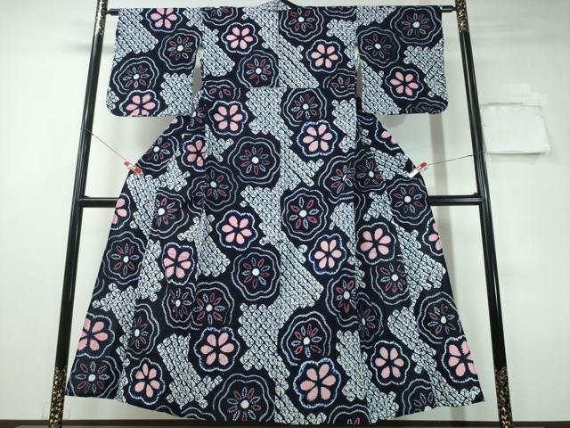 平和屋着物∴夏物 浴衣 有松鳴海絞り 舞花文 綿 逸品 CAAY4675ng