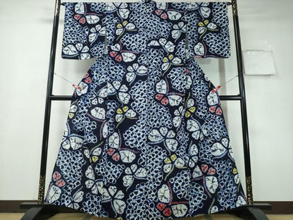 平和屋着物∴夏物 浴衣 有松鳴海絞り 舞蝶文 綿 逸品 CAAY4677ng