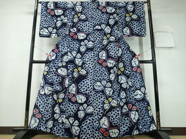 平和屋着物∴夏物 浴衣 有松鳴海絞り 舞蝶文 綿 逸品 CAAY4677ng