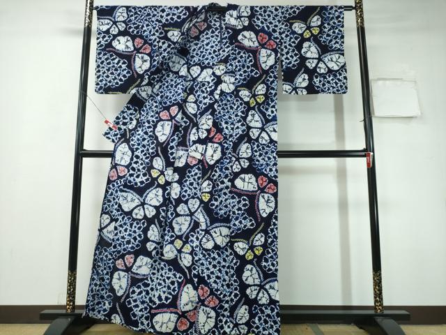 平和屋着物∴夏物 浴衣 有松鳴海絞り 舞蝶文 綿 逸品 CAAY4677ng