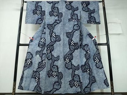平和屋着物∴夏物 浴衣 有松鳴海絞り 葡萄蔦の葉文 綿 逸品 CAAY4679ng