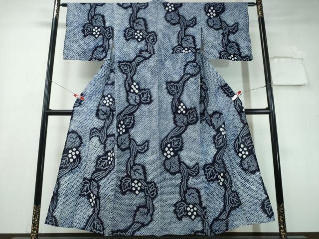 平和屋着物∴夏物 浴衣 有松鳴海絞り 葡萄蔦の葉文 綿 逸品 CAAY4679ng