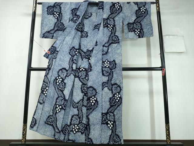 平和屋着物∴夏物 浴衣 有松鳴海絞り 葡萄蔦の葉文 綿 逸品 CAAY4679ng