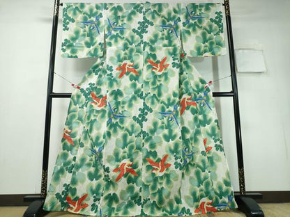 平和屋着物∴夏物 浴衣 青い鳥 赤い鳥 蔦の葉 綿 逸品 CAAY4680ng