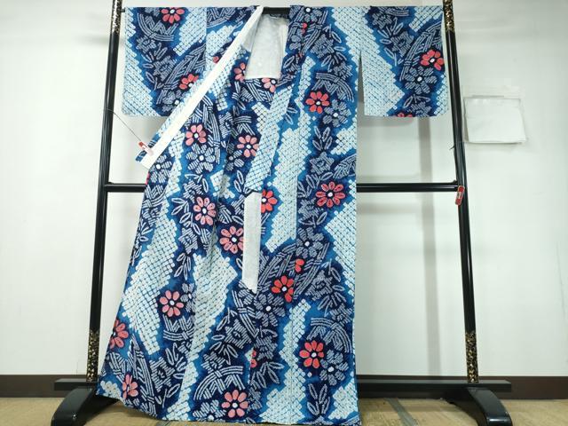 平和屋着物∴夏物 浴衣 有松鳴海絞り 籬草花文 綿 逸品 CAAY4681ng