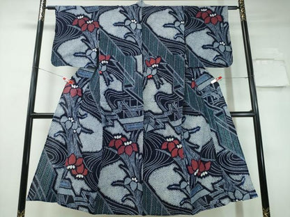 平和屋着物∴夏物 浴衣 有松鳴海絞り 流水屏風杜若 綿 逸品 CAAY4682ng