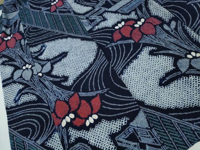 平和屋着物∴夏物 浴衣 有松鳴海絞り 流水屏風杜若 綿 逸品 CAAY4682ng