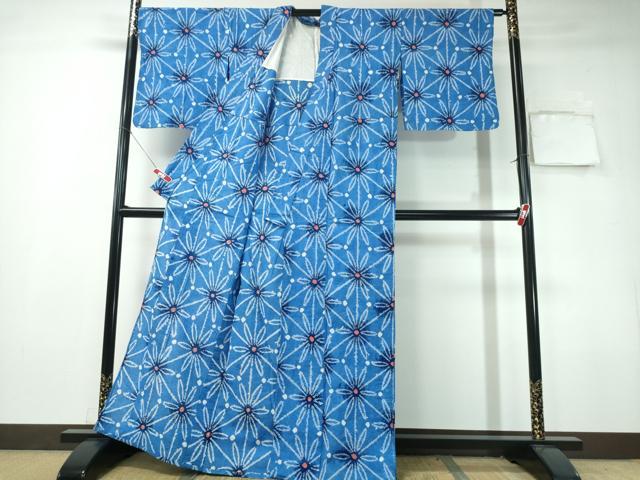 平和屋着物∴夏物 浴衣 有松鳴海絞り 麻の葉文様 綿 逸品 CAAY4685ng