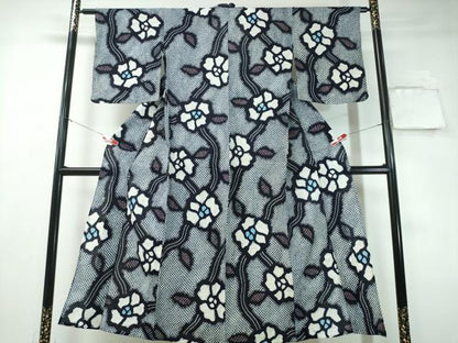 平和屋着物∴夏物 浴衣 有松鳴海絞り 枝花文 綿 逸品 CAAY4686ng