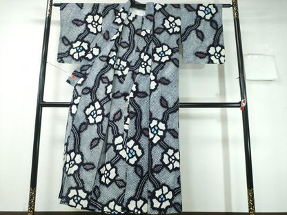 平和屋着物∴夏物 浴衣 有松鳴海絞り 枝花文 綿 逸品 CAAY4686ng