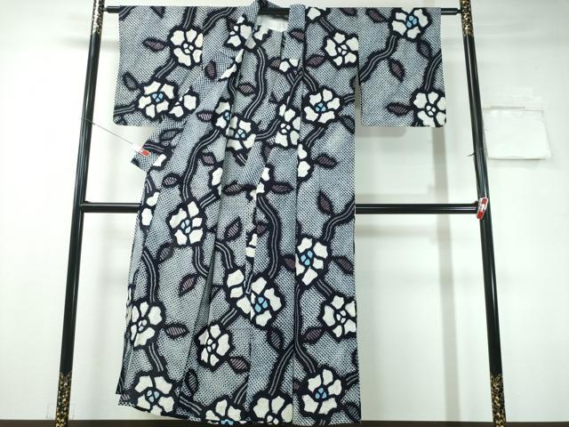 平和屋着物∴夏物 浴衣 有松鳴海絞り 枝花文 綿 逸品 CAAY4686ng