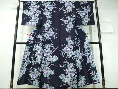平和屋着物∴夏物 浴衣 芝草菊文 綿 逸品 CAAY4688ng