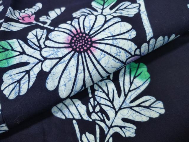 平和屋着物∴夏物 浴衣 芝草菊文 綿 逸品 CAAY4688ng