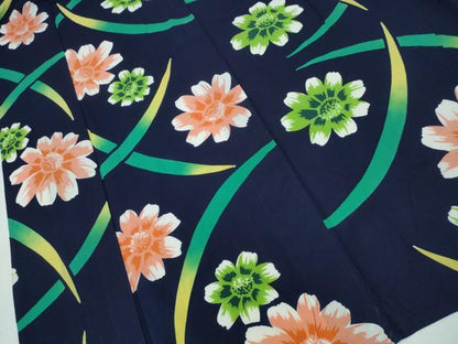 平和屋着物∴夏物 浴衣 芝草舞花文 綿 逸品 CAAY4691ng