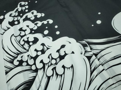 平和屋着物▽男性 訪問着 単衣 鯉の滝登り 黒地 洗える着物 未使用 CAAY4697ng