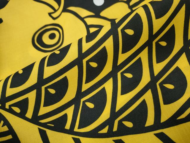 平和屋着物▽男性 訪問着 単衣 鯉の滝登り 黒地 洗える着物 未使用 CAAY4697ng