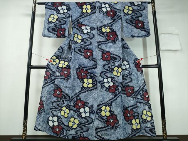 平和屋着物∴夏物 浴衣 有松鳴海絞り 流水椿 綿 逸品 CAAY4699ng