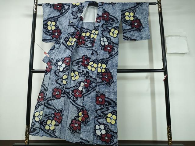 平和屋着物∴夏物 浴衣 有松鳴海絞り 流水椿 綿 逸品 CAAY4699ng