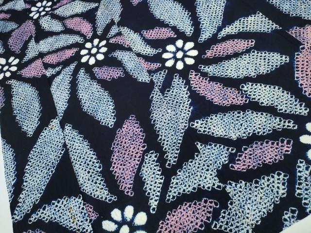 平和屋着物∴夏物 浴衣 有松鳴海絞り 舞花文 綿 逸品 CAAY4705ng