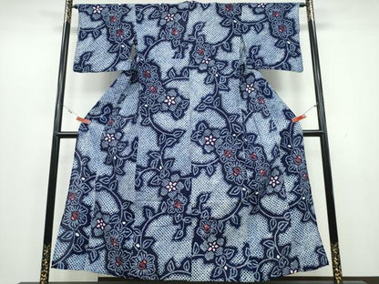 平和屋着物∴夏物 浴衣 有松鳴海絞り 花唐草文 綿 逸品 CAAY4707ng