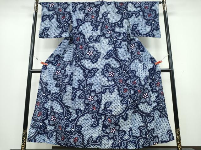 平和屋着物∴夏物 浴衣 有松鳴海絞り 花唐草文 綿 逸品 CAAY4707ng