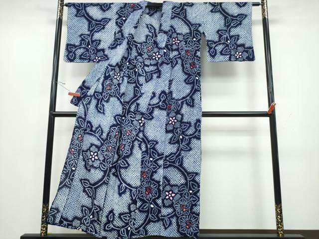 平和屋着物∴夏物 浴衣 有松鳴海絞り 花唐草文 綿 逸品 CAAY4707ng